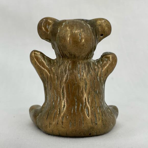 Vintage Brass Teddy Bear Gold Sitting Animal Mid-Century Traditional Style Decor - Picture 5 of 12